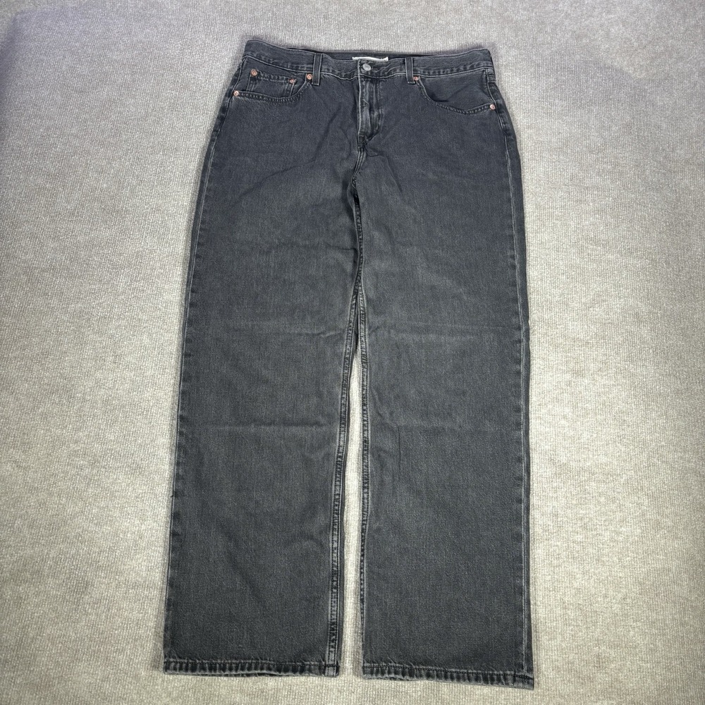 Levis Jeans Womens 35x30 (Tag‎ 32) Low Pro Straight Black Denim Cotton Baggy